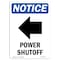 Signmission OSHA Notice, 5" Height, Power Shutoff Left Arrow Sign With Symbol, 5" X 3.5", Portrait OS-NS-D-35-V-17747 - alternate 1